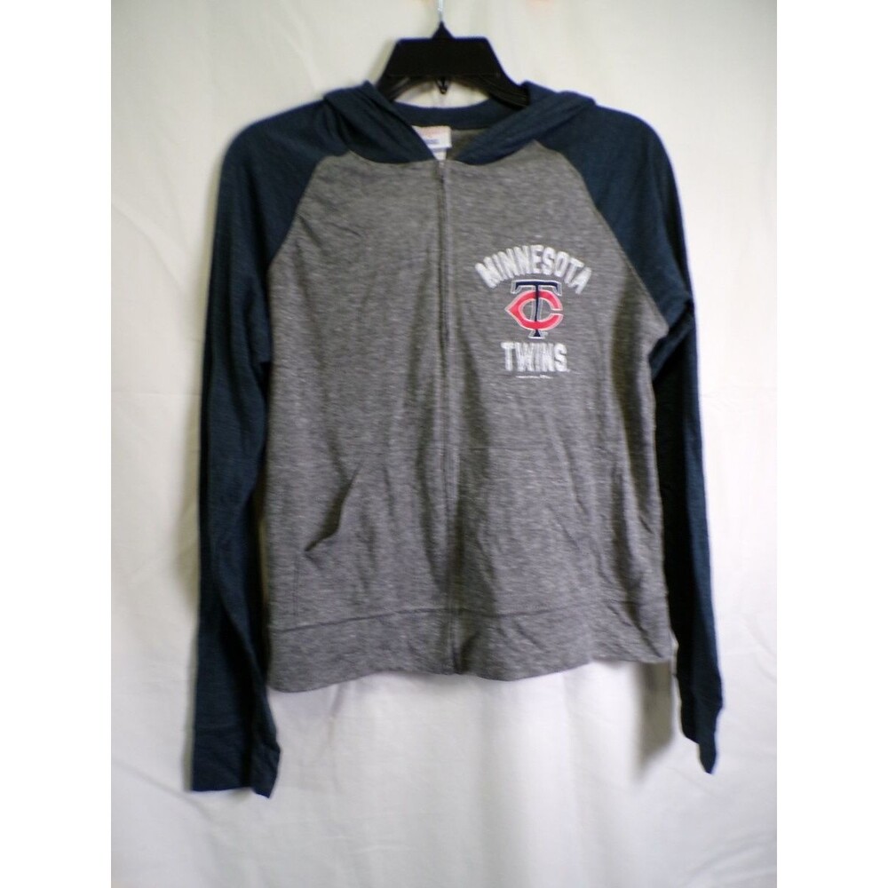 Campus Lifestyle Minnesota Twins Boys L Full Zip Hooded Sweatshirt Gray Navy